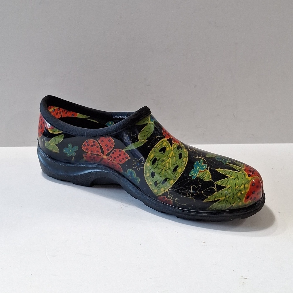 Sloggers Midsummer Black Dark Cottagecore Boho Rain and Garden Slip On Shoes *9